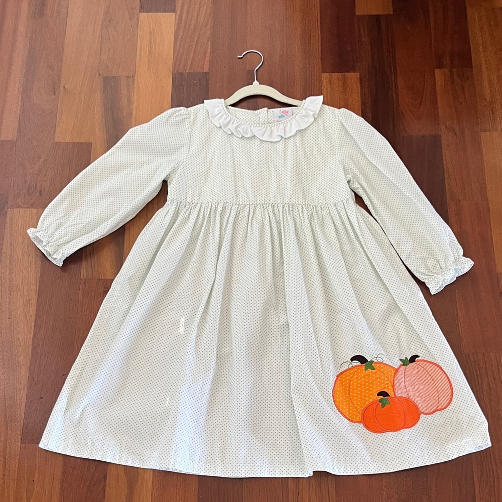 Charming White Halloween Dress with Pumpkin Design